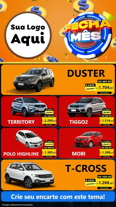 Modelo de TV para TV Vertical com o tema Fecha Mês para Concessionaria de Carros