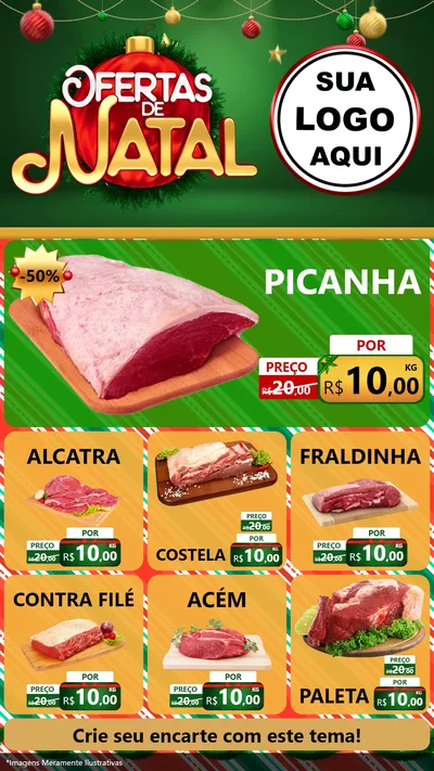 Modelo de Rede Social para Stories com o tema Ofertas de Natal para Açougue
