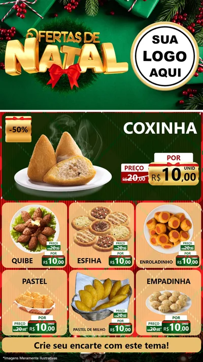 Modelo de Rede Social para Stories com o tema Ofertas de Natal para Salgadaria