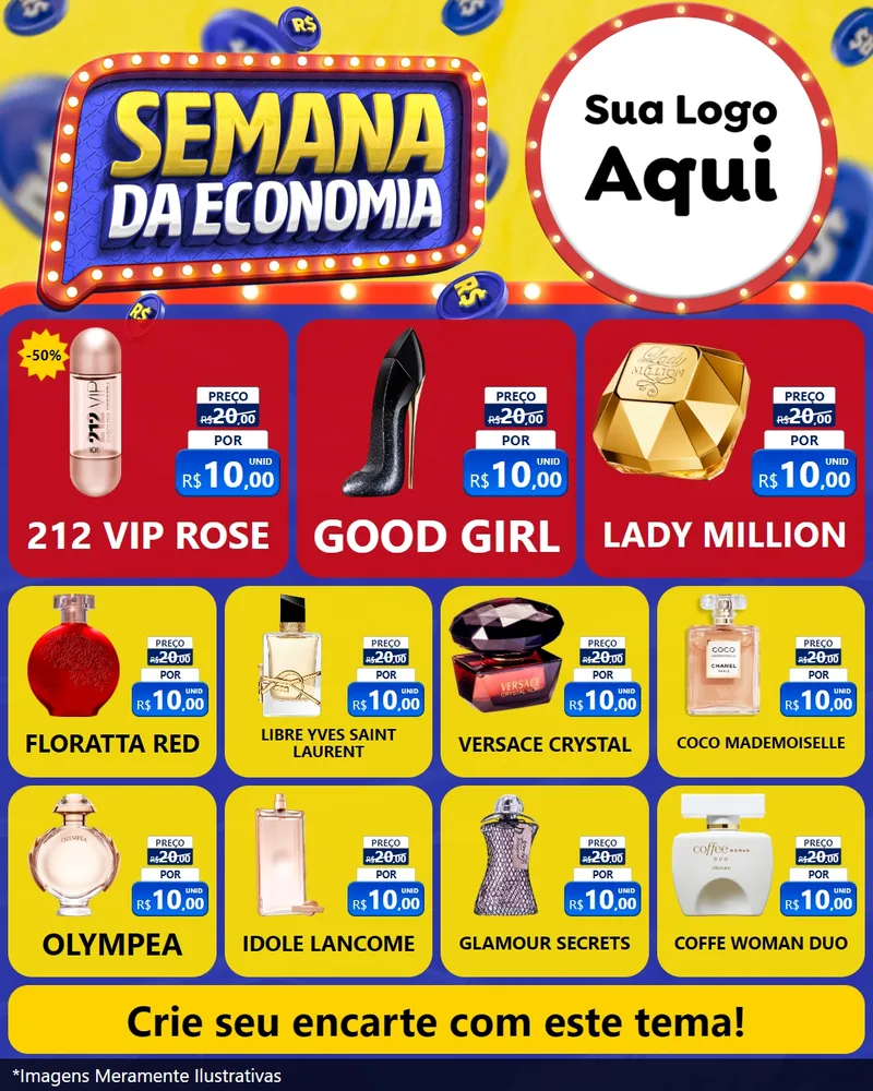 Modelo de Rede Social para Feed Instagram com o tema Semana da Economia para Perfumes