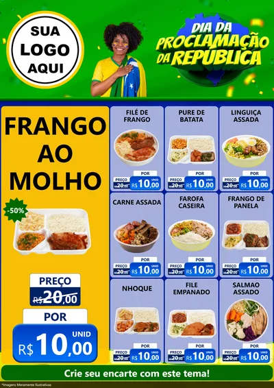 Modelo de Encarte para Encarte A4 Vertical com o tema Dia Da Proclamação Da República para Restaurante