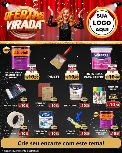 Modelo de Rede Social para Feed Instagram com o tema Ofertas da Virada para Tintas e Ferramentas