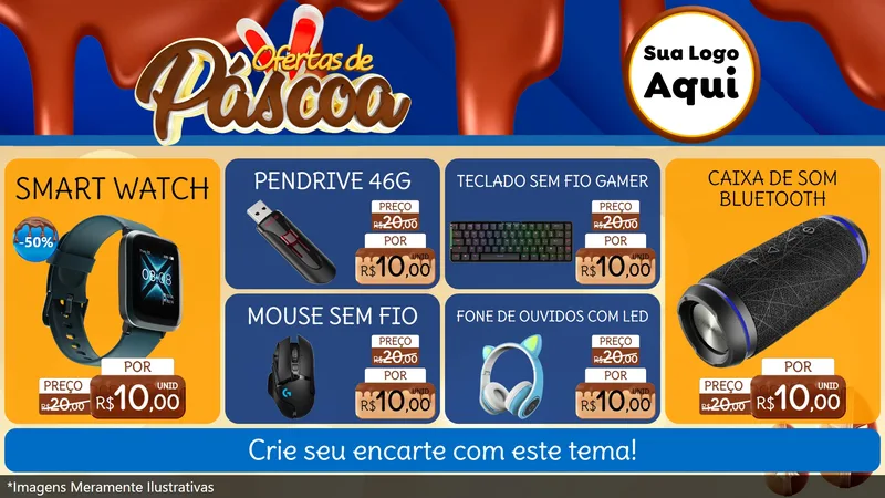 Modelo de TV para TV Horizontal com o tema Ofertas de Páscoa para Informática