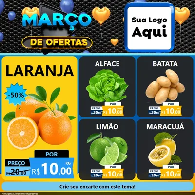 Modelo de Rede Social para Feed Facebook com o tema Março de Ofertas para Hortifrúti