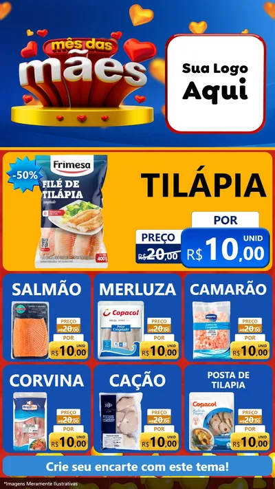 Modelo de Rede Social para Stories com o tema Mês das Mães para Peixaria