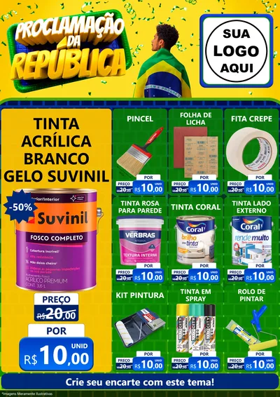 Modelo de Encarte para Encarte A4 Vertical com o tema Proclamação da República para Tintas e Ferramentas