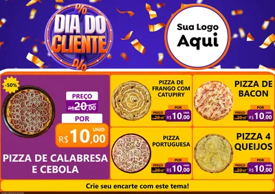 Modelo de Encarte para Encarte A4 Horizontal com o tema Dia do Cliente para Pizzaria