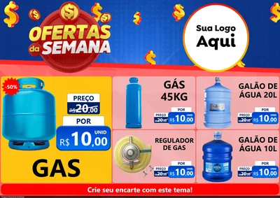 Modelo de Encarte para Encarte A4 Horizontal com o tema Ofertas Da Semana para Água e gás
