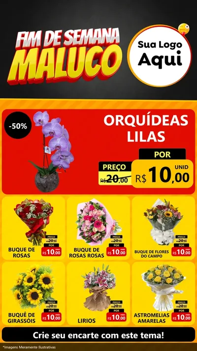 Modelo de Rede Social para Stories com o tema Final de Semana Maluco para Floricultura e jardim
