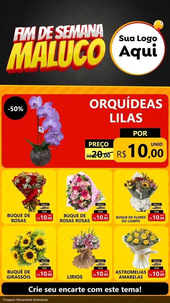 Modelo de Rede Social para Stories com o tema Final de Semana Maluco para Floricultura e jardim