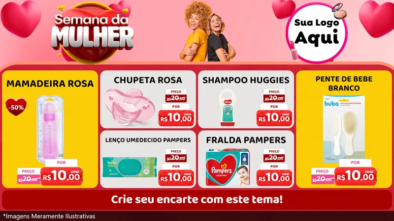 Modelo de TV para TV Horizontal com o tema Semana da Mulher para Bebês