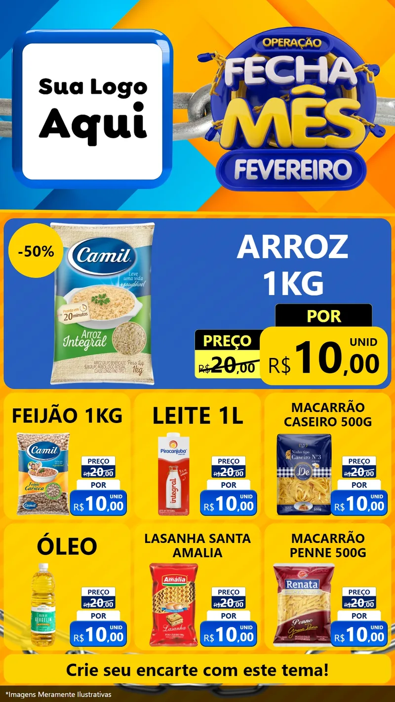 Modelo de Rede Social para Stories com o tema Operação Fecha Mês Fevereiro para Supermercado