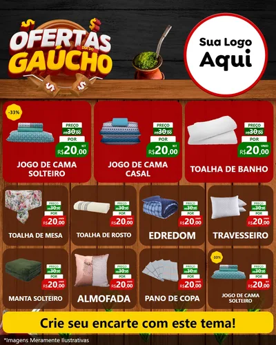 Modelo de Rede Social para Feed Instagram com o tema Ofertas Dia do Gaúcho para Cama, Mesa e Banho