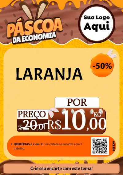 Modelo de Cartaz para Cartaz A4 Vertical com o tema Páscoa da Economia para Hortifrúti