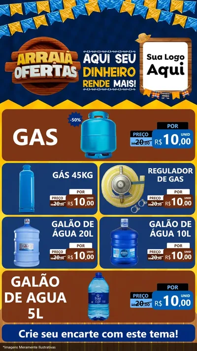 Modelo de TV para TV Vertical com o tema Arraiá de Ofertas - Junina para Água e gás