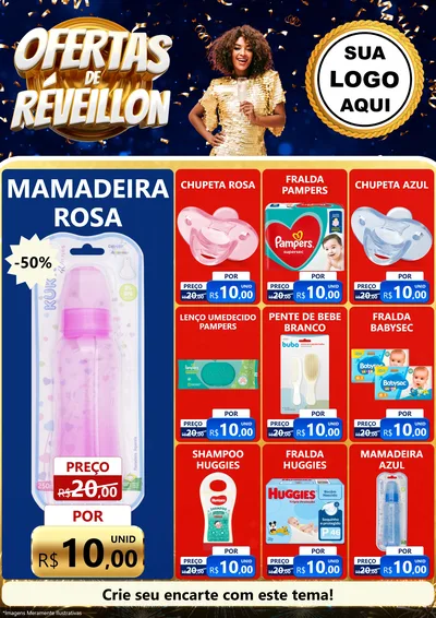 Modelo de Encarte para Encarte A4 Vertical com o tema Ofertas de Réveillon para Bebês