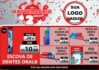 Modelo de Encarte para Encarte A4 Horizontal com o tema Promoção de Aniversário - 2 Anos para Higiene Pessoal