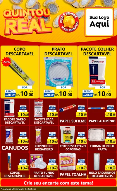 Modelo de Encarte para Encarte Grande com o tema Quintou do Real para Embalagens