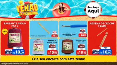 Modelo de TV para TV Horizontal com o tema Verão da Economia para Armarinho e Aviamentos