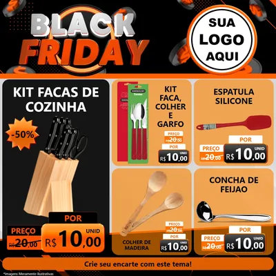 Modelo de Rede Social para Feed Facebook com o tema Black Friday para Utilidades Domésticas
