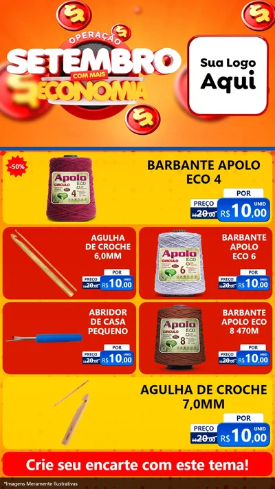 Modelo de TV para TV Vertical com o tema Operação Setembro Com Muita Economia para Armarinho e Aviamentos