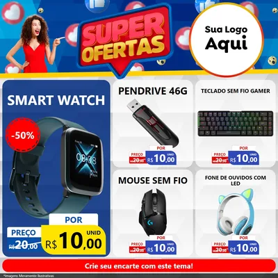 Modelo de Rede Social para Feed Facebook com o tema Super Ofertas para Informática
