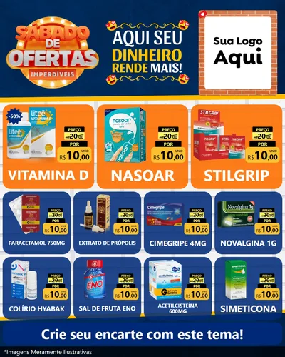 Modelo de Rede Social para Feed Instagram com o tema Sábado de Ofertas Imperdíveis para Farmácia