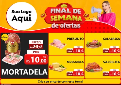 Modelo de Encarte para Encarte A4 Horizontal com o tema Final de Semana de Ofertas para Frios e Laticínios