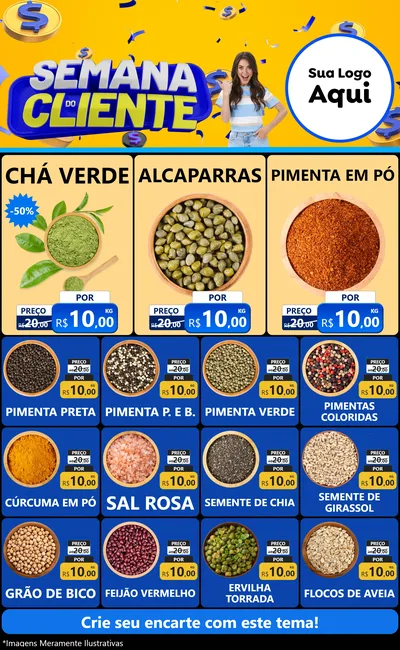 Modelo de Encarte para Encarte Grande com o tema Semana do Cliente para Produtos Naturais
