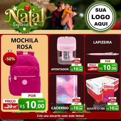 Modelo de Rede Social para Feed Facebook com o tema Natal Especial para Papelaria