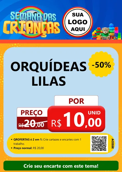 Modelo de Cartaz para Cartaz A4 Vertical com o tema Semana das Crianças para Floricultura e jardim