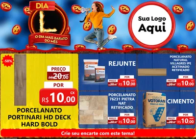 Modelo de Encarte para Encarte A4 Horizontal com o tema Dia L - O Dia Mais Barato Do Mês para Pisos e revestimentos
