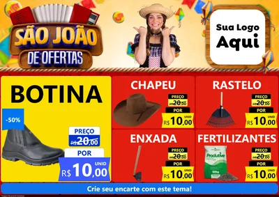 Modelo de Encarte para Encarte A4 Horizontal com o tema São João de Ofertas para Agropecuária