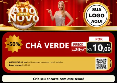Modelo de Cartaz para Cartaz A4 Horizontal com o tema Super Ano Novo para Produtos Naturais
