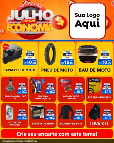 Modelo de Rede Social para Feed Instagram com o tema Operação Julho Com Mais Economia para Moto peças