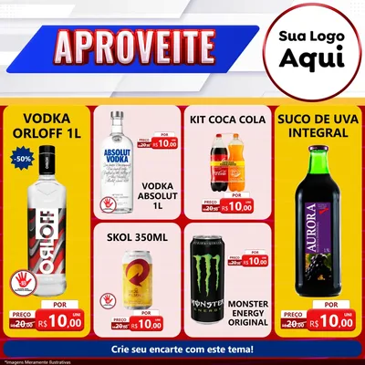 Modelo de Rede Social para Feed Facebook com o tema Aproveite para Distribuidora de bebidas