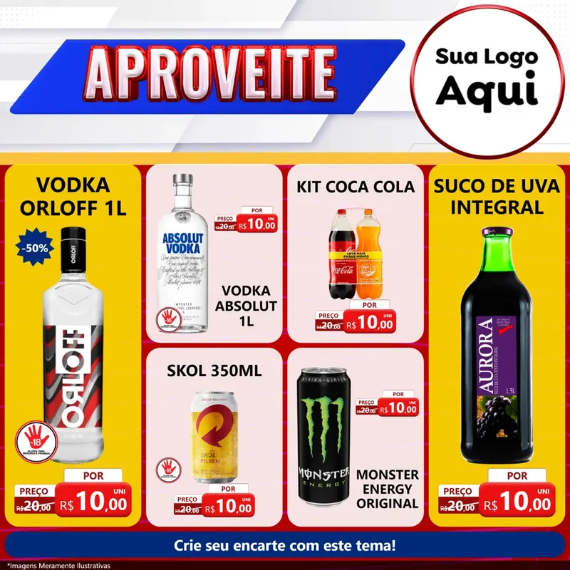 Modelo de Rede Social para Feed Facebook com o tema Aproveite para Distribuidora de bebidas