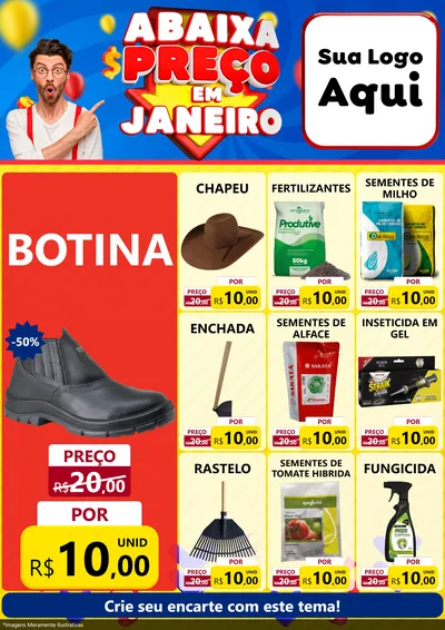 Modelo de Encarte para Encarte A4 Vertical com o tema Abaixa Preço em Janeiro para Agropecuária
