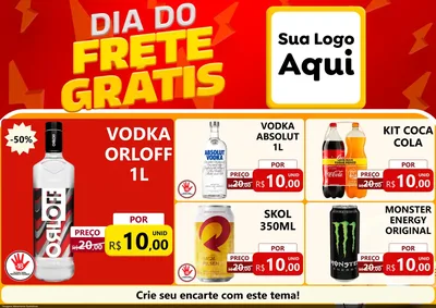 Modelo de Encarte para Encarte A4 Horizontal com o tema Dia do Frete Grátis para Distribuidora de bebidas
