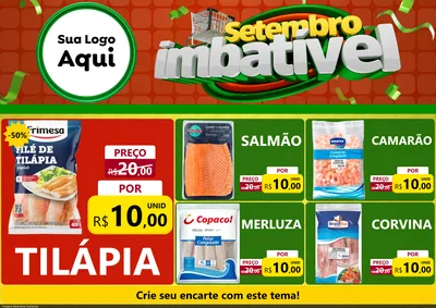 Modelo de Encarte para Encarte A4 Horizontal com o tema Setembro Imbatível para Peixaria