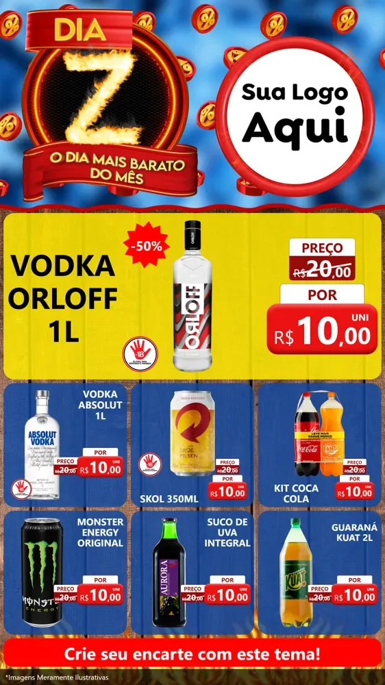 Modelo de Rede Social para Stories com o tema Dia Z - O Dia Mais Barato Do Mês para Distribuidora de bebidas