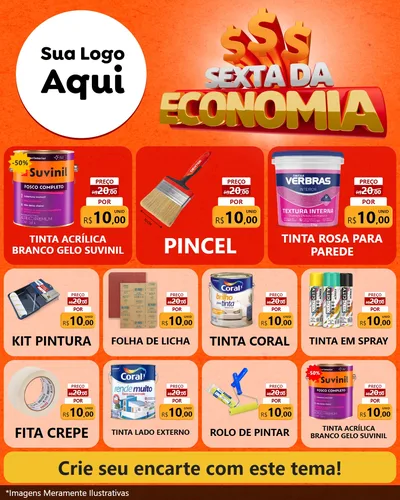 Modelo de Rede Social para Feed Instagram com o tema Sexta da Economia para Tintas e Ferramentas