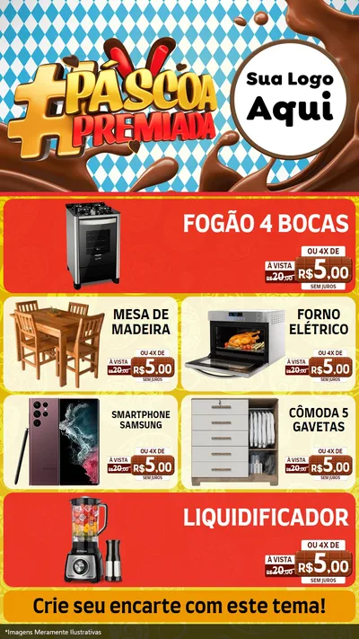 Modelo de TV para TV Vertical com o tema Páscoa Premiada para Móveis e Eletro