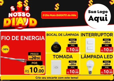 Modelo de Encarte para Encarte A4 Horizontal com o tema Nosso Dia D para Materiais Elétricos