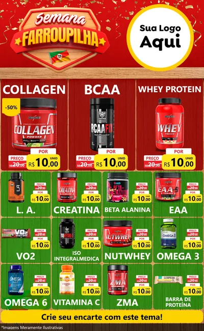 Modelo de Encarte para Encarte Grande com o tema Semana Farroupilha para Suplementos alimentares