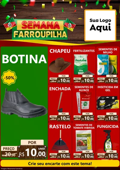 Modelo de Encarte para Encarte A4 Vertical com o tema Semana Farroupilha para Agropecuária