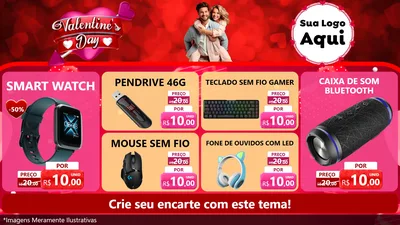 Modelo de TV para TV Horizontal com o tema Valentine's Day para Informática