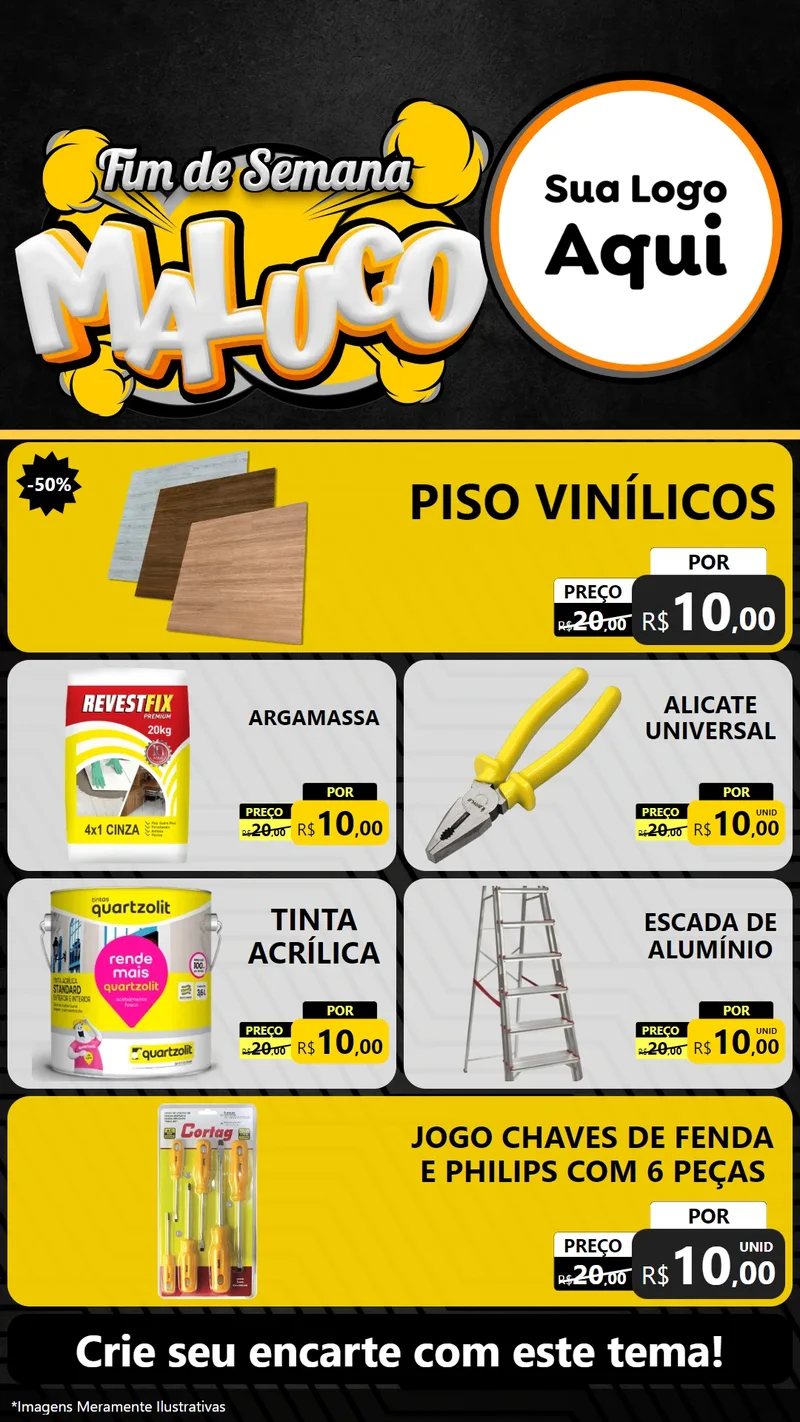 Modelo de TV para TV Vertical com o tema Fim de Semana Maluco para Material para Construção