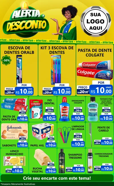 Modelo de Encarte para Encarte Grande com o tema Alerta de Desconto para Higiene Pessoal