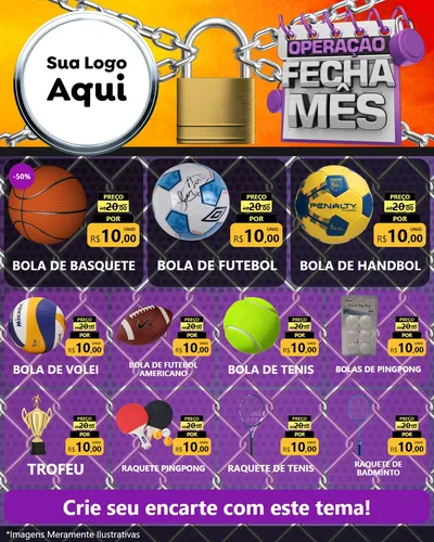 Modelo de Rede Social para Feed Instagram com o tema Operação Fecha Mês para Artigos Esportivos